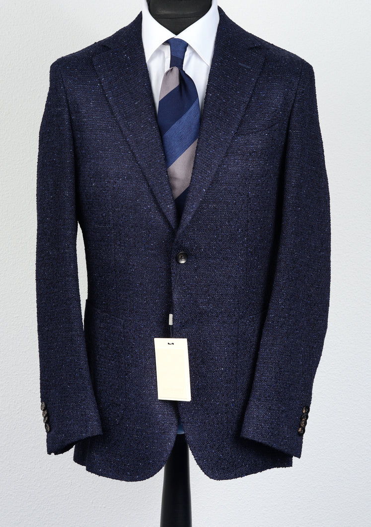 New Suitsupply Havana Navy Blue Giro Inglese Silk, Linen and Cotton Blazer - Size 40R