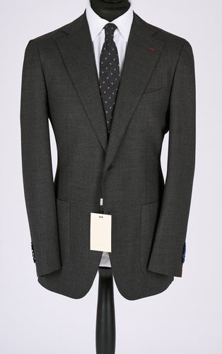 New Suitsupply JORT Dark Gray Pure Wool Traveller Full Canvas Suit - Size 44R
