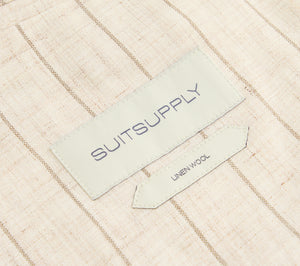 New Suitsupply Havana Light Brown Stripe Linen and Wool Unlined Zegna DB Suit - Size 36S, 36R, 38S, 40S, 40R, 42R, 46L, 48R, 48L