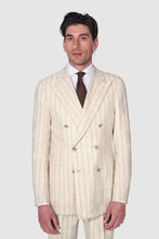 Load image into Gallery viewer, New Suitsupply Havana Light Brown Stripe Linen and Wool Unlined Zegna DB Suit - Size 36S, 36R, 38S, 40S, 40R, 42R, 46L, 48R, 48L