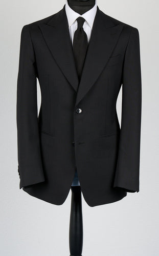 New SUITREVIEW Elmhurst  Black Pure Wool All Season Open Weave Suit - Size 40S