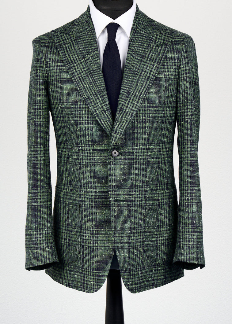 New SUITREVIEW Elmhurst Peak Green/Blue Check Wool, Silk, Linen Blazer - All Sizes Special Order