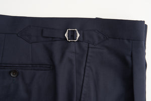 New Suitsupply Duca Navy Pleated Wool and Cashmere Wide Leg High Rise Pants - Waist Size 36 (Casual)