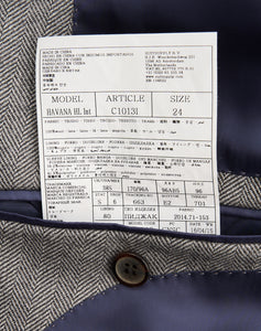 New Suitsupply Havana Gray Herringbone Pure Wool Half Lined Blazer - Size 36S and 38S