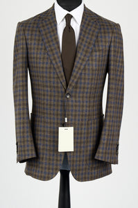New Suitsupply Havana Brown Check Wool and Cashmere Half Lined Blazer - Size 36R