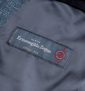 New Suitsupply JORT Blue Wool, Silk and Linen Half Lined DB Zegna Blazer - Size 38R
