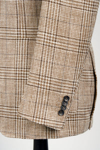 New Suitsupply Havana Light Brown Check Silk, Linen, Cotton Half Lined Blazer - Size 36R