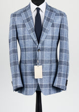 Load image into Gallery viewer, New Suitsupply Havana Light Blue Check Linen, Silk, Cotton Blazer - Size 40R