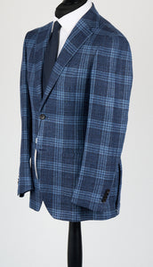 New Suitsupply Havana Mid Blue Check Hemp and Wool Half Lined Blazer - Size 36R and 38R