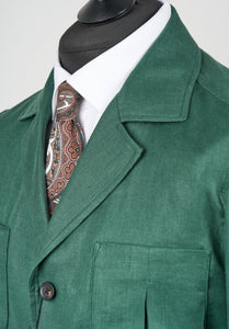 New Suitsupply Sahara Mid Green Pure Linen Belted Safari Jacket - Size 46R