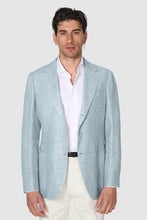 Load image into Gallery viewer, New Suitsupply Havana Tulip Aqua Blue Tussah Silk, Linen and Cotton Blazer - Size 38R and 40S