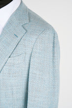 Load image into Gallery viewer, New Suitsupply Havana Tulip Aqua Blue Tussah Silk, Linen and Cotton Blazer - Size 38R and 40S