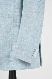 New Suitsupply Havana Tulip Aqua Blue Tussah Silk, Linen and Cotton Blazer - Size 38S, 38R, 40S, 40R