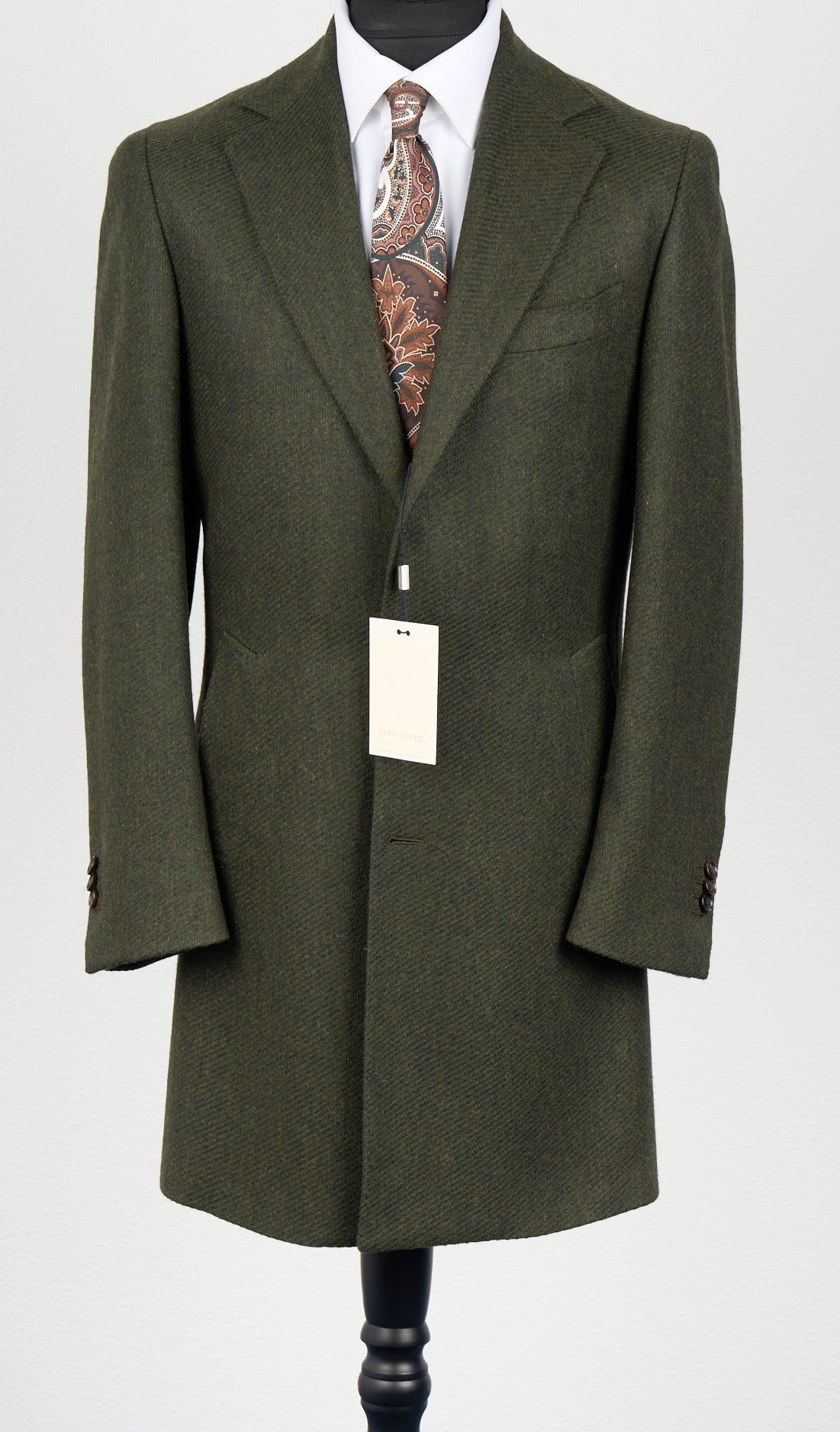New Suitsupply Vincenza Moss Green Wool and Cashmere Coat - Size 38R