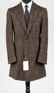 New Suitsupply Vincenza Brown Herringbone Wool, Alpaca, Mohair, Silk, Nylon Coat - Size 36R and 38R