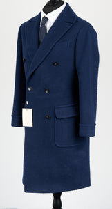 New Suitsupply Merano Mid Blue Wool and Cashmere Casentino Polo Coat - Size 42R and 46R