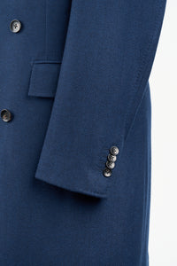 New Suitsupply Bleecker Mid Blue Herringbone Wool and Cashmere DB Coat - Size 36R, 38R, 40R, 42R, 44R