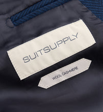 Load image into Gallery viewer, New Suitsupply Bleecker Mid Blue Herringbone Wool and Cashmere DB Coat - Size 36R, 38R, 40R, 42R, 44R