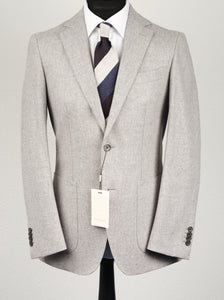 New Suitsupply Havana Light Gray Pure Wool Flannel Suit - Size 46R
