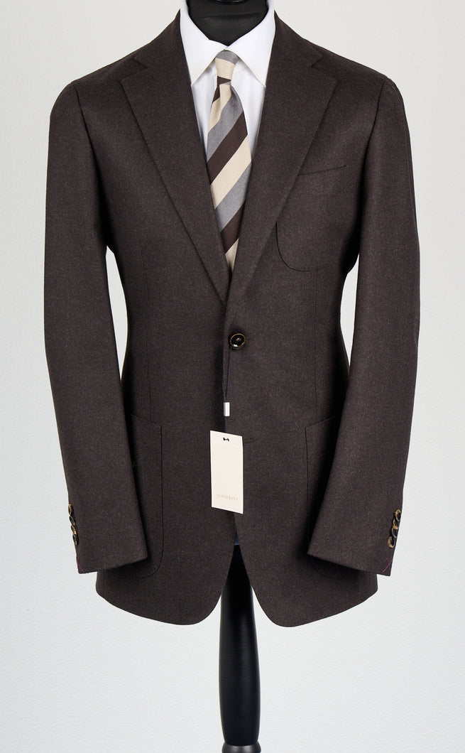 New Suitsupply Havana Dark Brown Pure Wool Flannel Suit - Size 42L