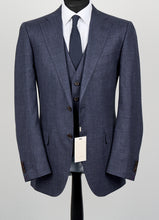 Load image into Gallery viewer, New Suitsupply Lazio Navy Check Wool, Silk and Linen 3 Piece Suit - Size 44L and 46R