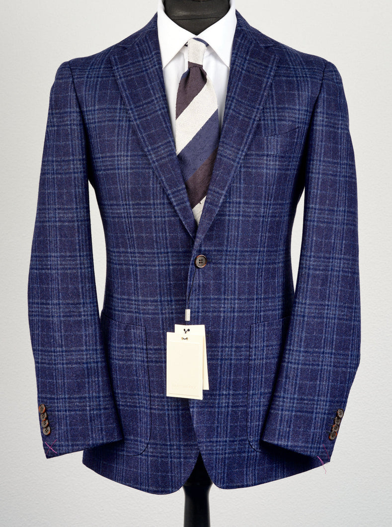 New Suitsupply Havana Blue Check Wool and Cashmere Suit - Size 40R and 44R