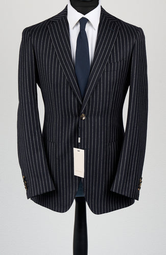 New Suitsupply Havana Navy Stripe Pure Wool Flannel Suit - Size 38R