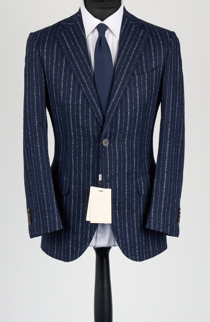New Suitsupply Lazio Navy Stripe Alpaca, Cotton, Nylon Suit - Size 36R and 40S