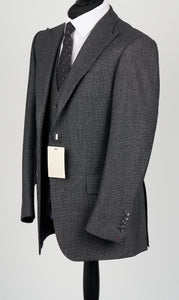 New Suitsupply Washington Gray Houndstooth Pure Wool Flannel 3 Piece Suit - Size 42L (Extra Slim Fit)