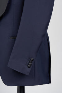 New Suitsupply Washington Navy Blue Pure Wool Wide Shawl Lapel Tuxedo - Size 38R (Extra Slim Fit)