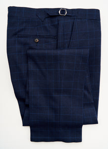 New Suitsupply La Spalla Blue Check Pure Wool Flannel Super 130s Full Canvas Suit - Size 36R