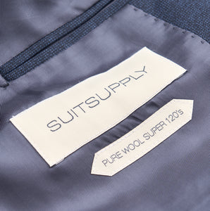 New Suitsupply Lazio Blue Pure Wool Super 120s Suit - Size 42L