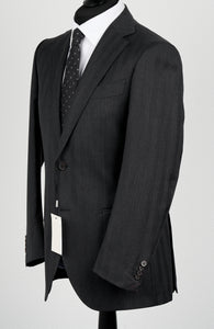 New Suitsupply Lazio Dark Gray Herringbone Pure Wool Super 110s All Season Suit - Size 38S, 38R, 42L