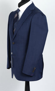 New Suitsupply Havana Pleated Blue Pure Wool All Season Suit - Size 46L