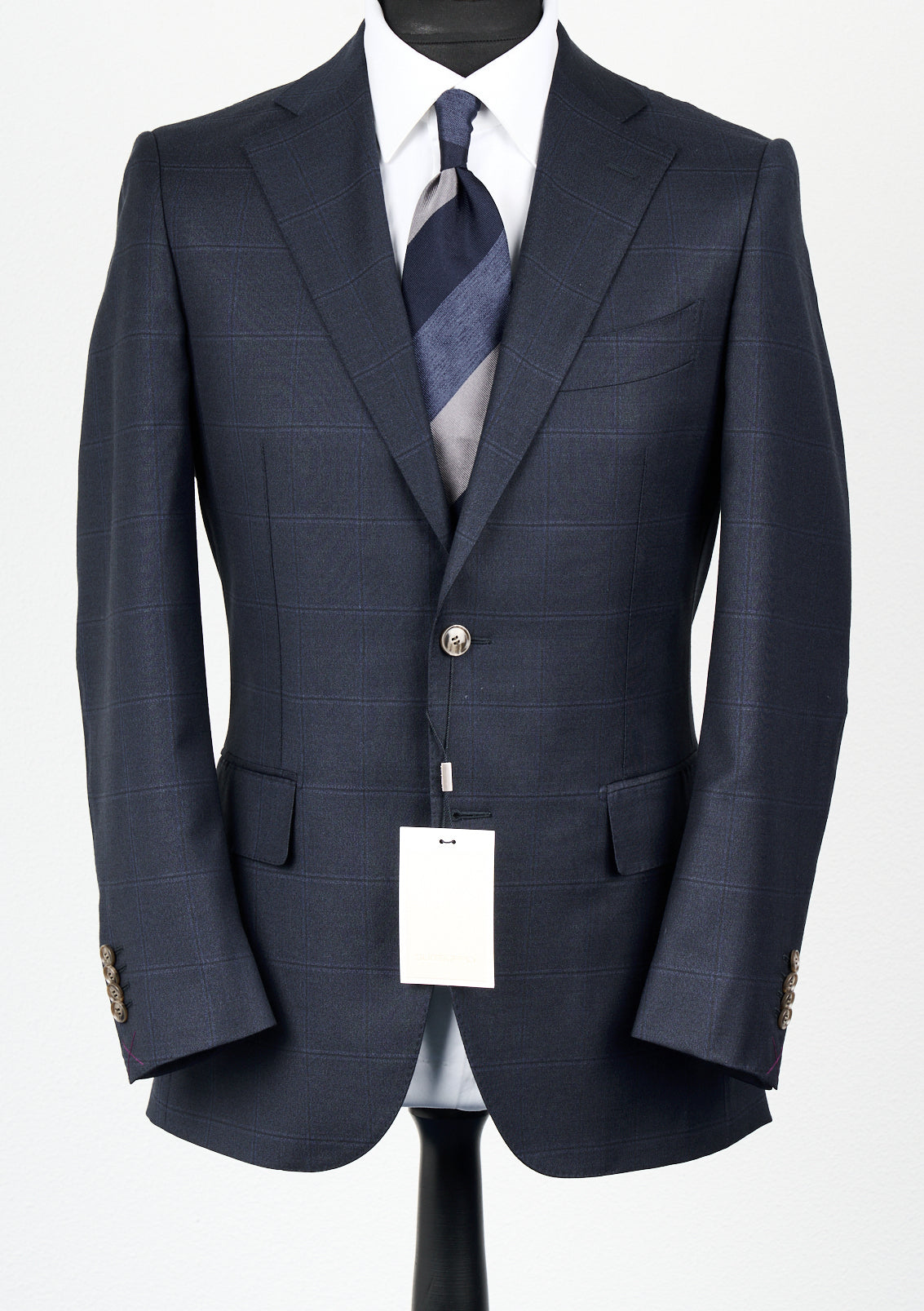 New Suitsupply Lazio Navy Check Pure Wool Super 110s Suit - Size 38R