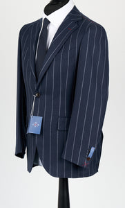 New Suitsupply JORT Navy Stripe Wool and Silk Super 150s Full Canvas Luxury Suit - Size 36R