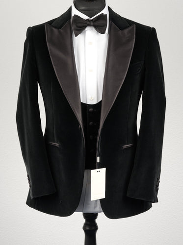 New Suitsupply LAZIO Black Velvet Cotton 3 Piece Tuxedo - Size 36S and 40S