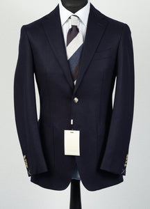 New Suitsupply Havana Navy Circular Wool Flannel Suit - Size 40R