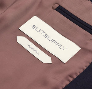 New Suitsupply Havana Navy Circular Wool Flannel Suit - Size 40R