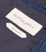 Load image into Gallery viewer, New Suitsupply Lazio Mid Blue Check Wool, Silk and Linen Suit - Size 38R