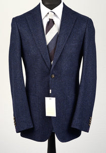 New Suitsupply Havana Blue Patterned Wool, Mohair, Silk, Cashmere Suit - Size 36S (Final Sale)