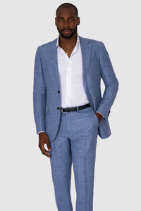 New Suitsupply Lazio Light Blue Wool, Silk and Linen Suit - Size 36R