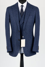 Load image into Gallery viewer, New Suitsupply Havana Mid Blue Houndstooth Wool, Mohair, Silk, Cashmere 3 Piece DB Suit - Size 36S, 36R, 38S, 38R, 40S