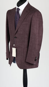 New Suitsupply Havana Purple Wool, Mulberry Silk and Linen Suit - Size 44S