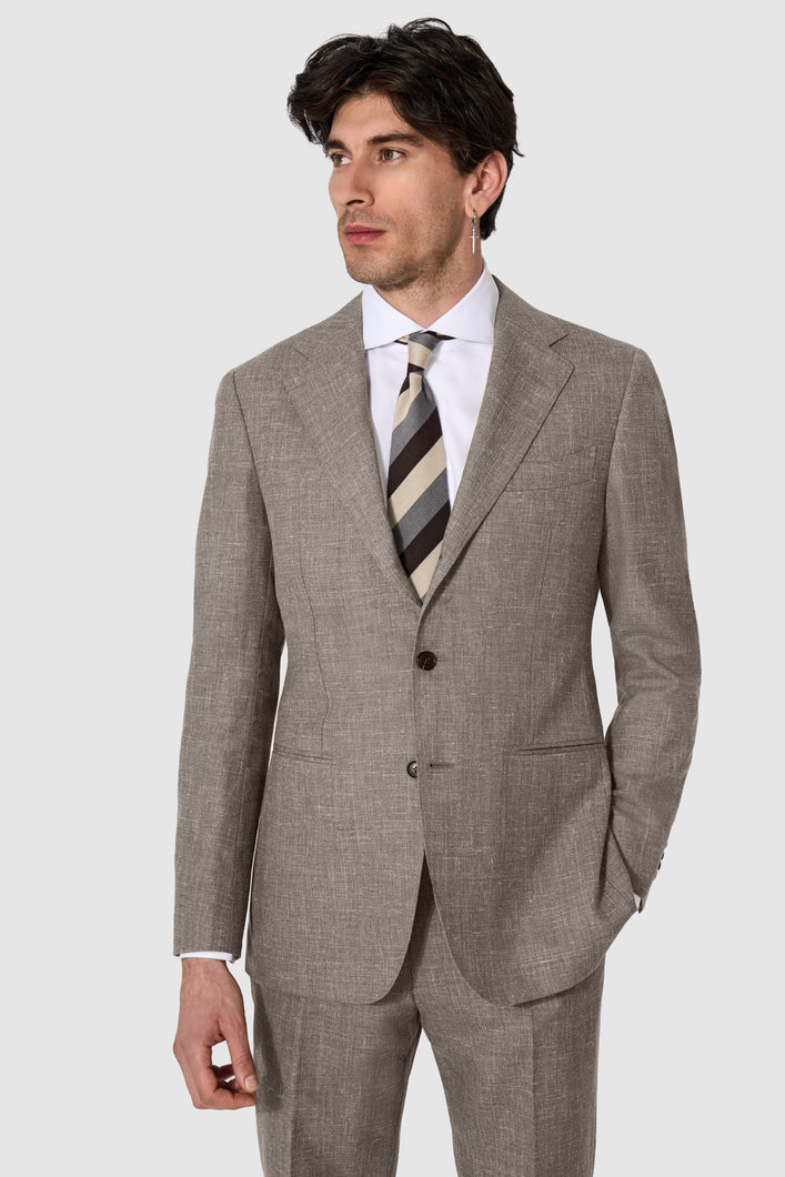 New Suitsupply Havana Taupe Wool, Tussah Silk and Linen Suit - Size 36R, 38R, 40R, 42R, 42L, 44R, 44L, 46R, 46L