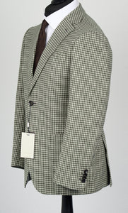 New Suitsupply Mid Green Houndstooth Wool and Cashmere Suit - Size 46R