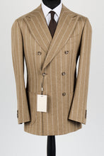 Load image into Gallery viewer, New Suitsupply Havana Light Brown Chalkstripe Wool and Cashmere DB Suit - Size 40R
