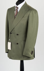 New Suitsupply Havana Mid Green Pure Cotton Unlined DB Suit - Size 38R