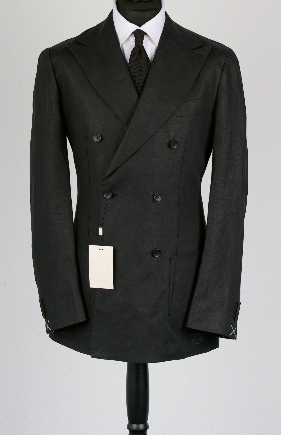 New Suitsupply Havana Black Pure Linen Unlined DB Suit - Size 34R and 36R  (Half Gurkha)