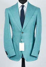Load image into Gallery viewer, New Suitsupply Havana Aqua Wool, Silk and Linen Wide Lapel Suit - Size 38S